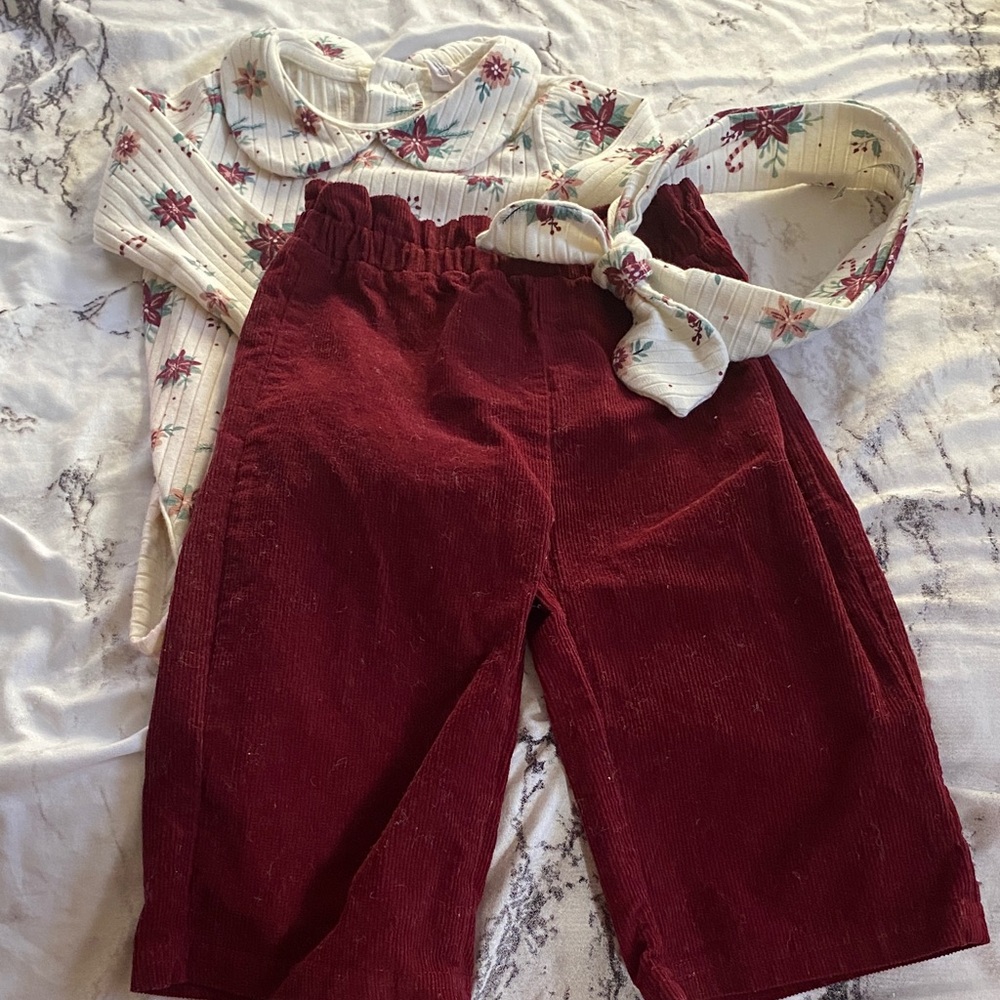 Floral and Burgundy Kids Matching Set